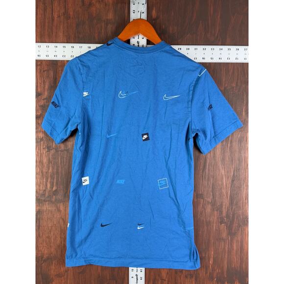 Nike‎ Sportswear NSW AOP Logo Tee Shirt Athleisure Marina Blue Mens Small GUC - Picture 7 of 7